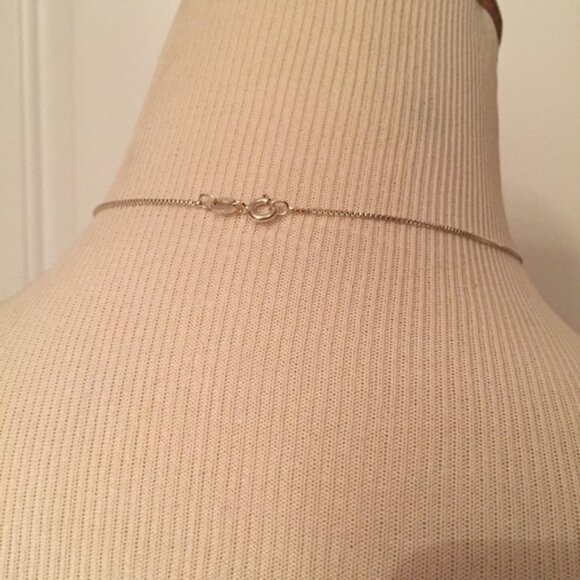 NECKLACE 16” CHAIN CHOKER STERLING SILVER 925 PAINTED SHELL PENDANT - Picture 5 of 7